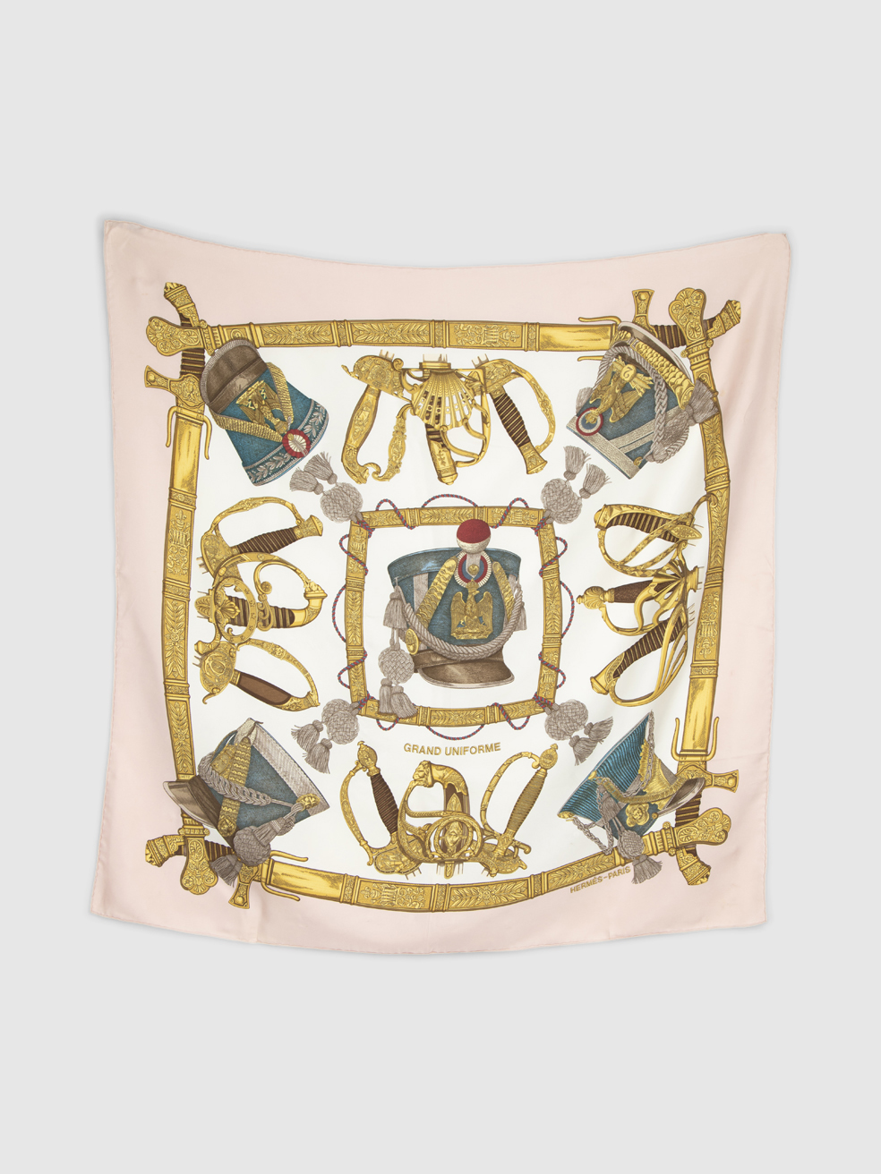 Herm�s Vintage Pink Silk Grand Uniforme Scarf