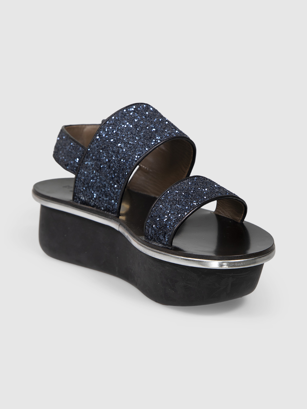 Marni Navy Glitter Platform Sandals