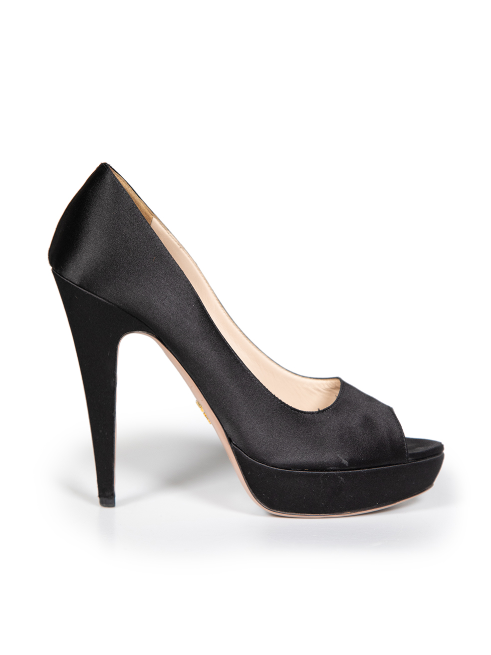 Prada Pre-Owned Black Peep Toe Satin Heels
