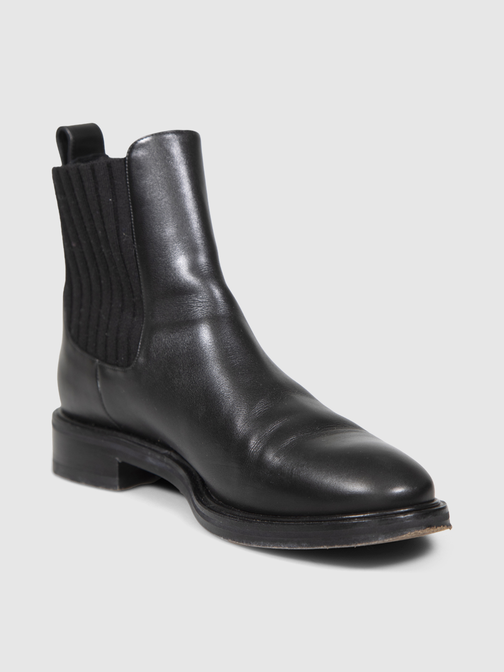 Loro Piana Black Leather Knit Panel Chelsea Boots