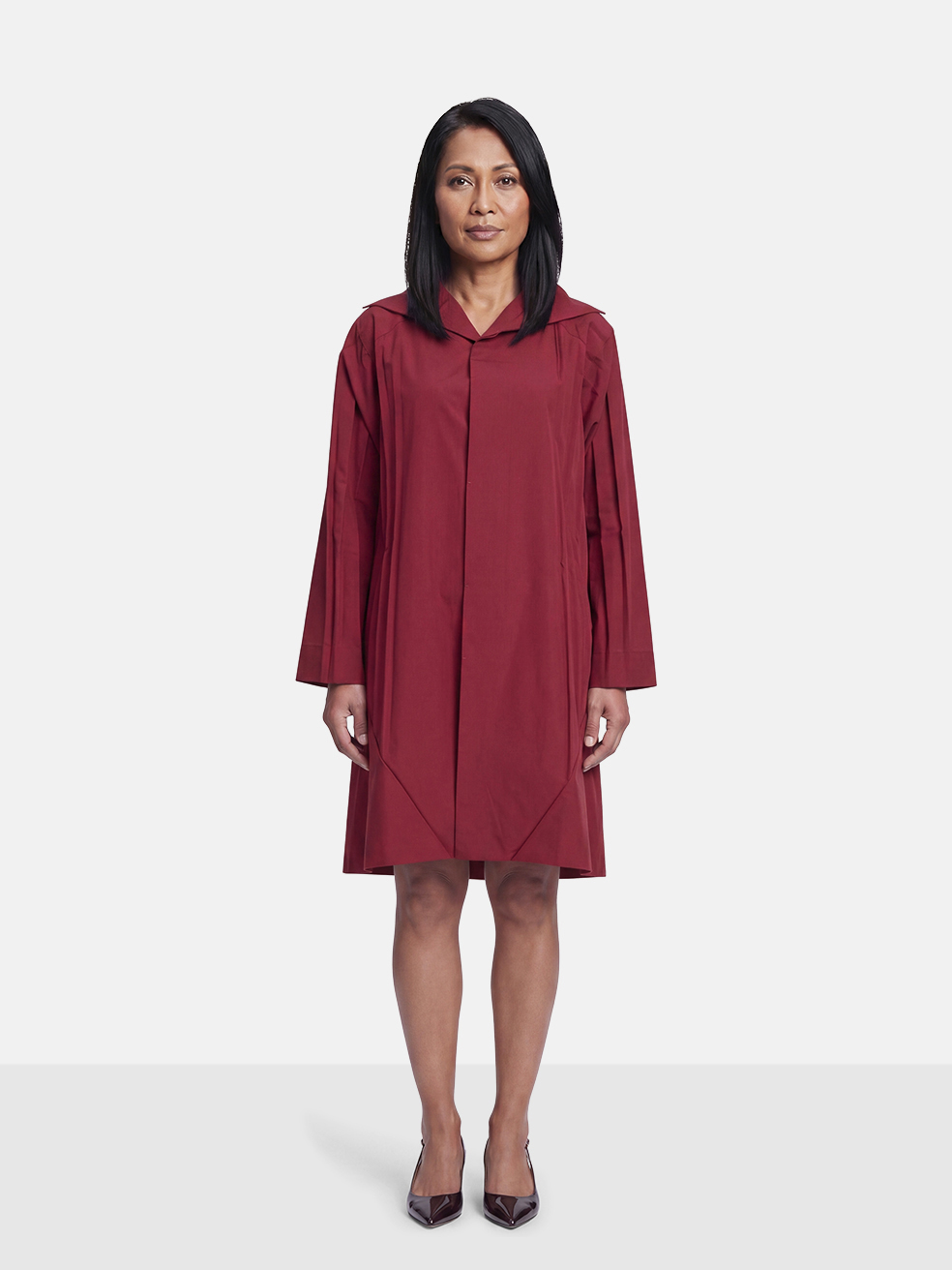Issey Miyake Burgundy Single Breast Oversized Coat