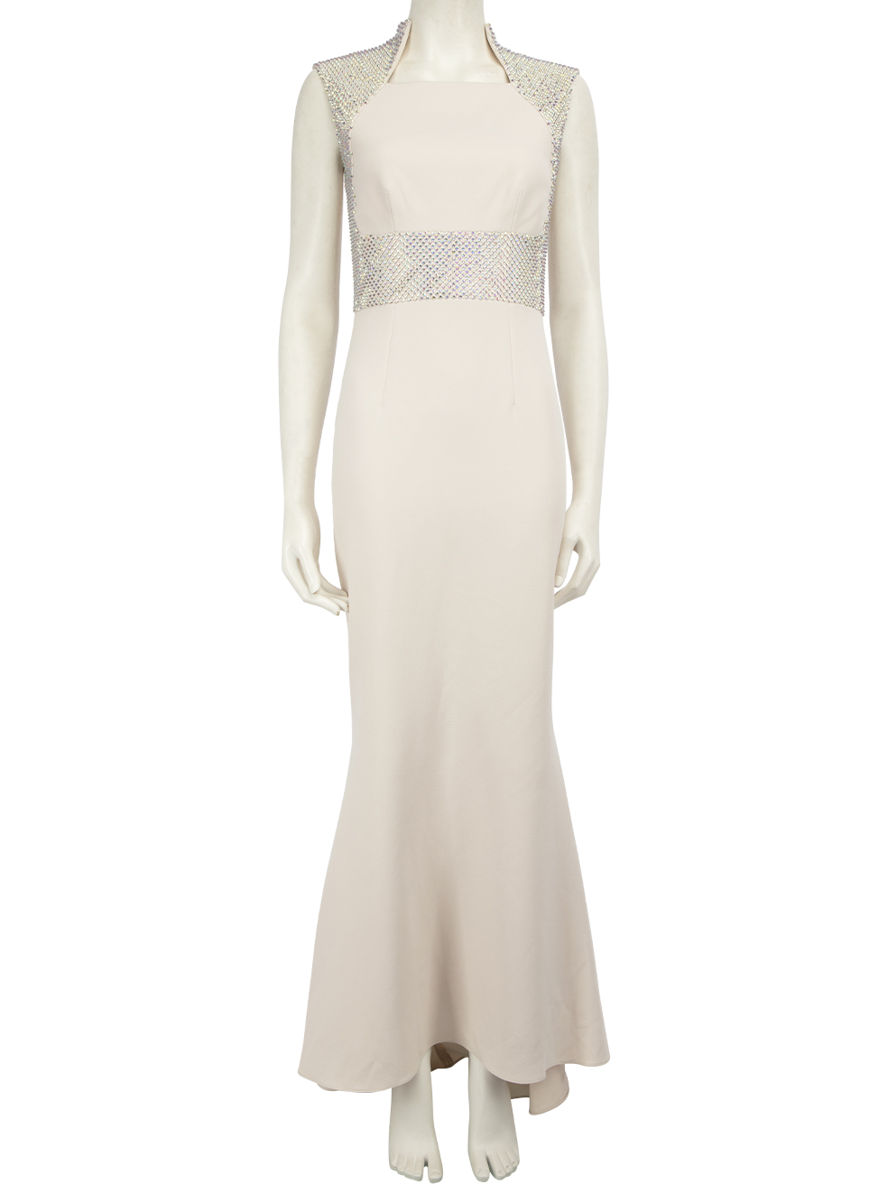 Safiyaa Ecru Crystal Embellished Gown