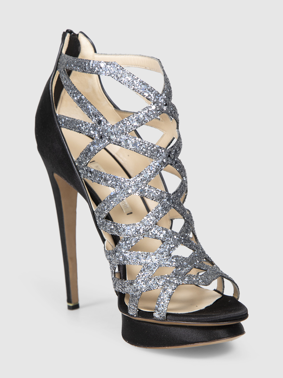 Nicholas Kirkwood Black & Silver Glitter Heels