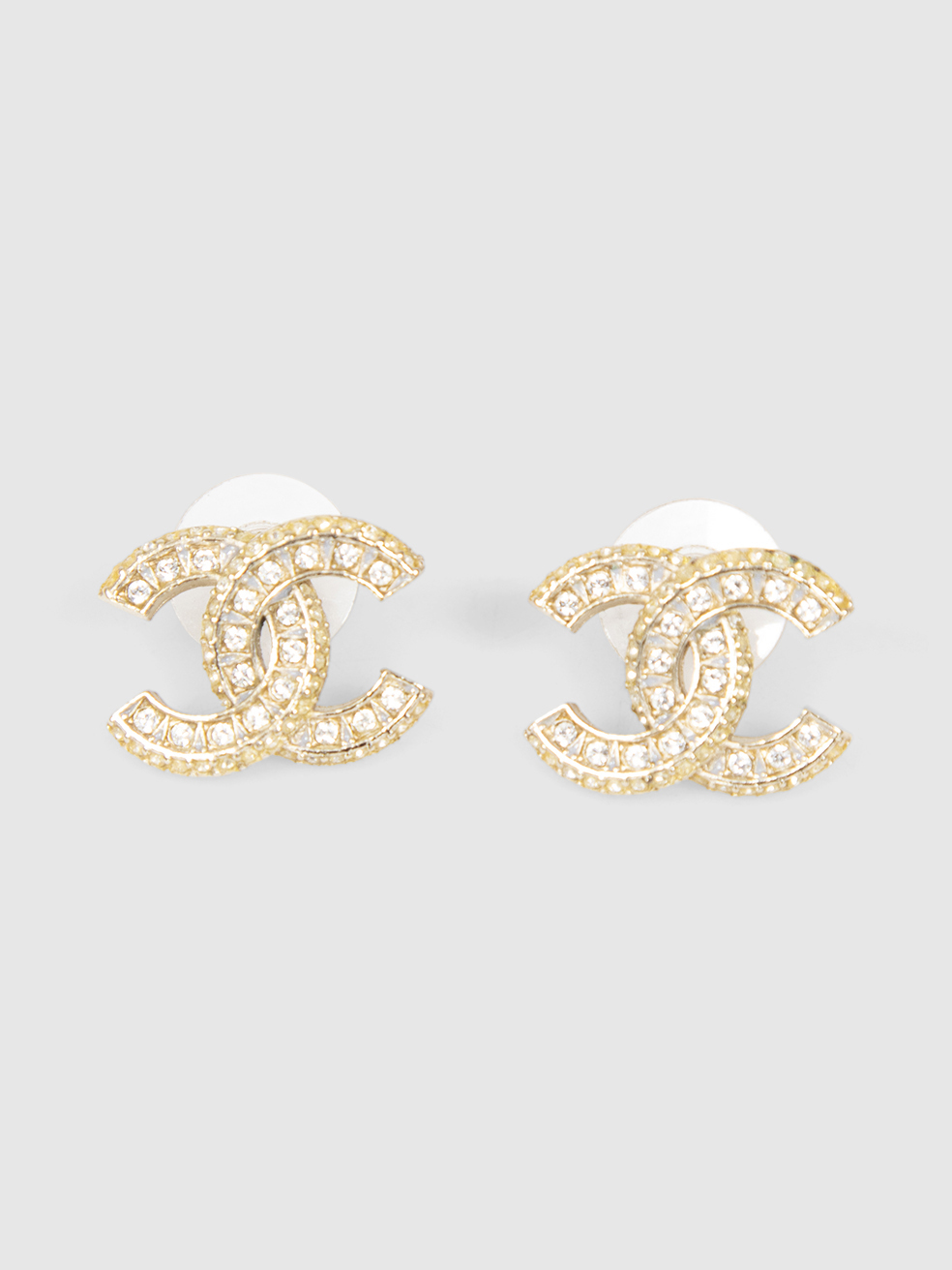 Chanel Fall 2017 Gold Crystal CC Earrings