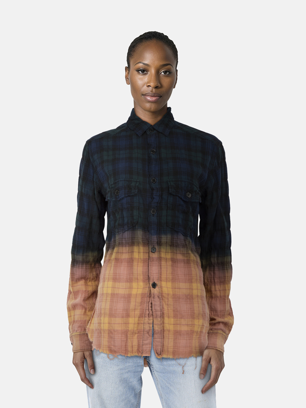 Saint Laurent Plaid Gradient Shirt