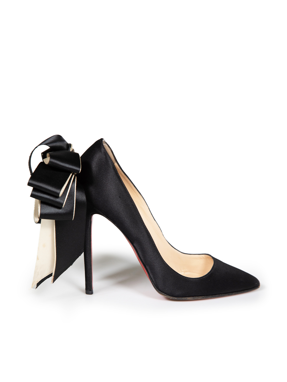 Christian Louboutin Pre-Owned Black Satin Bow Anemone Pumps