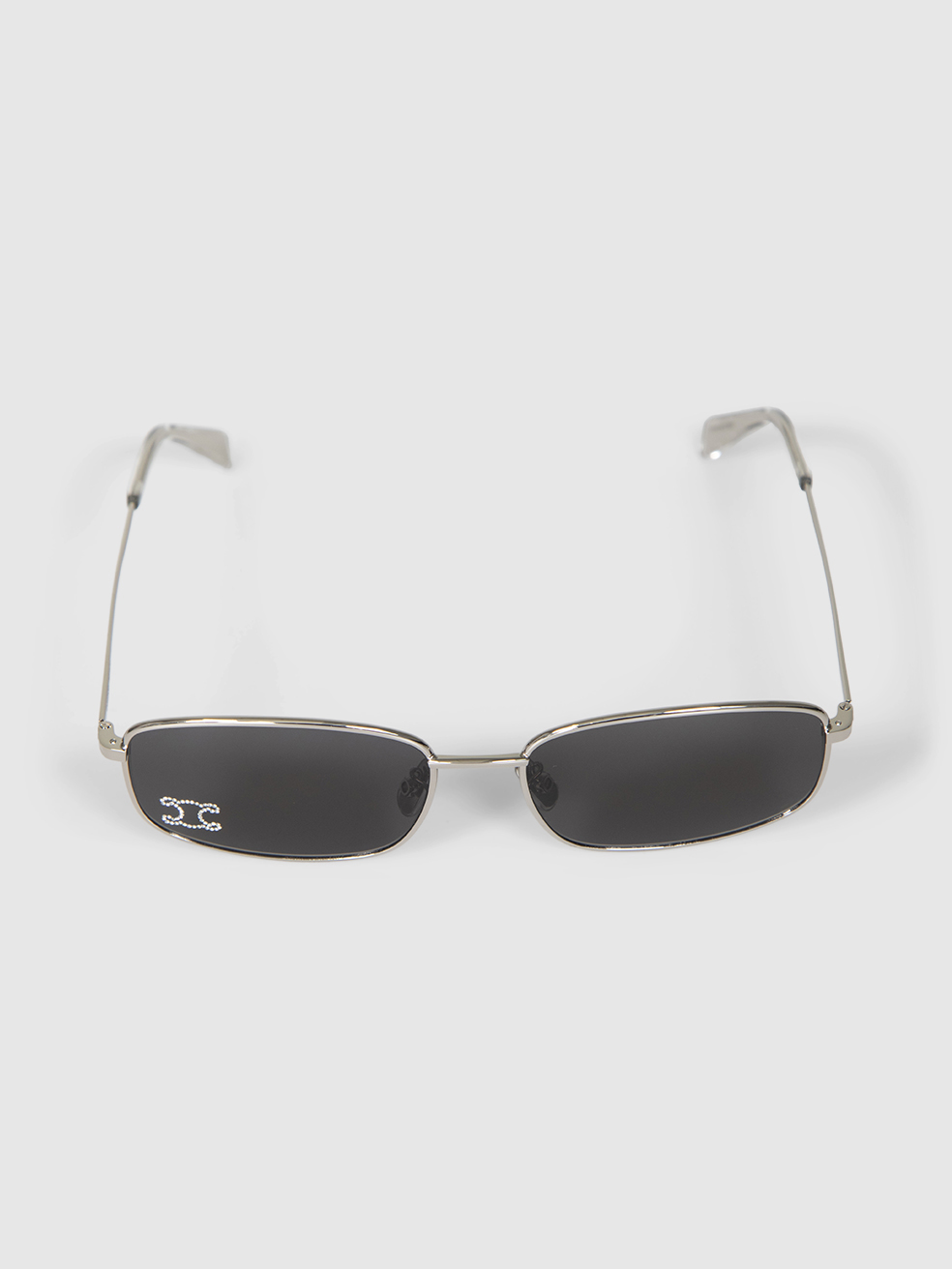 C�line Silver Metal Triomphe Rhinestone Sunglasses