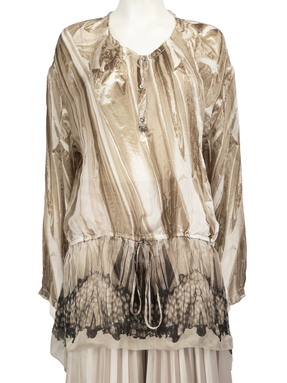 Roberto Cavalli Pre-Owned Beige Silk Marble Blouse