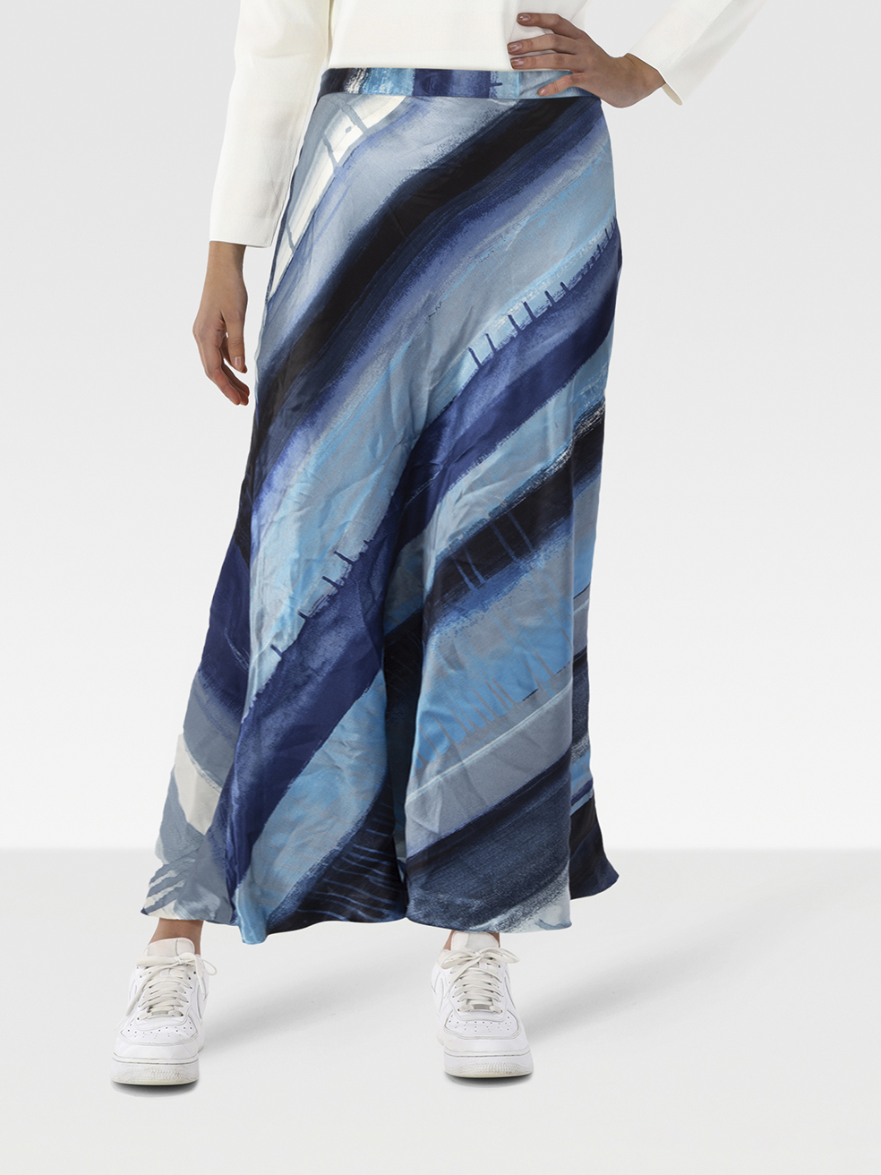 Moschino Pre-Owned Blue Striped Maxi Skirt