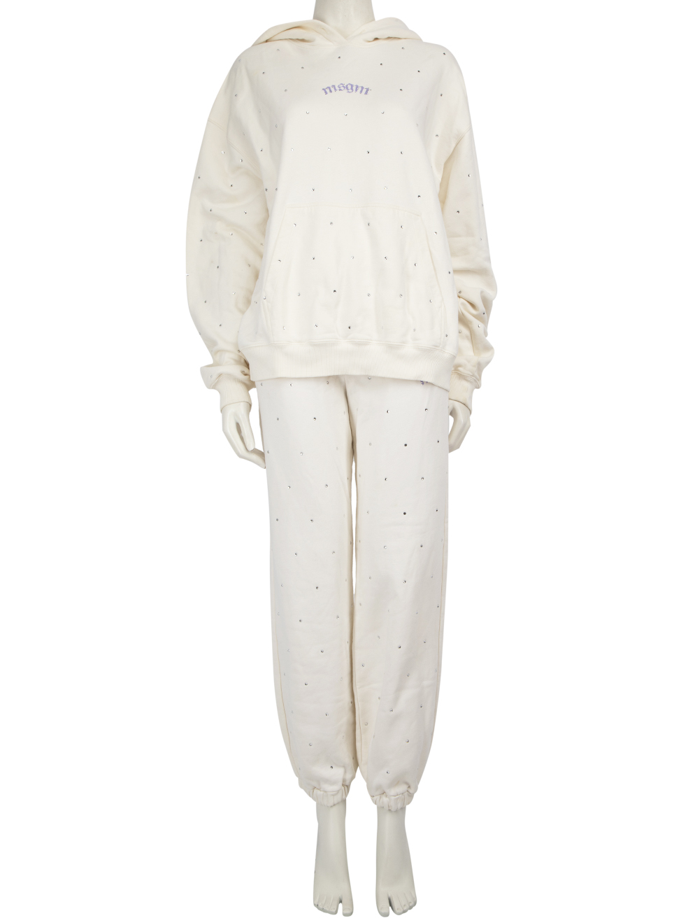 MSGM Pre-Owned White Diamanté Hoodie & Joggers Set