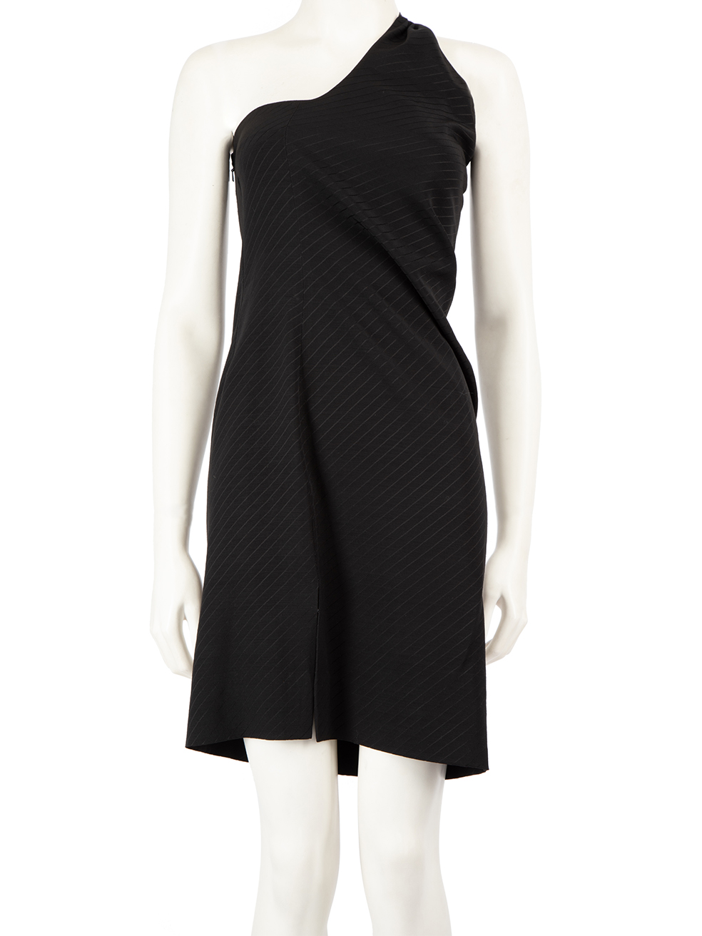 Joseph Pre-Owned Black One Shoulder Pinstripe Dress