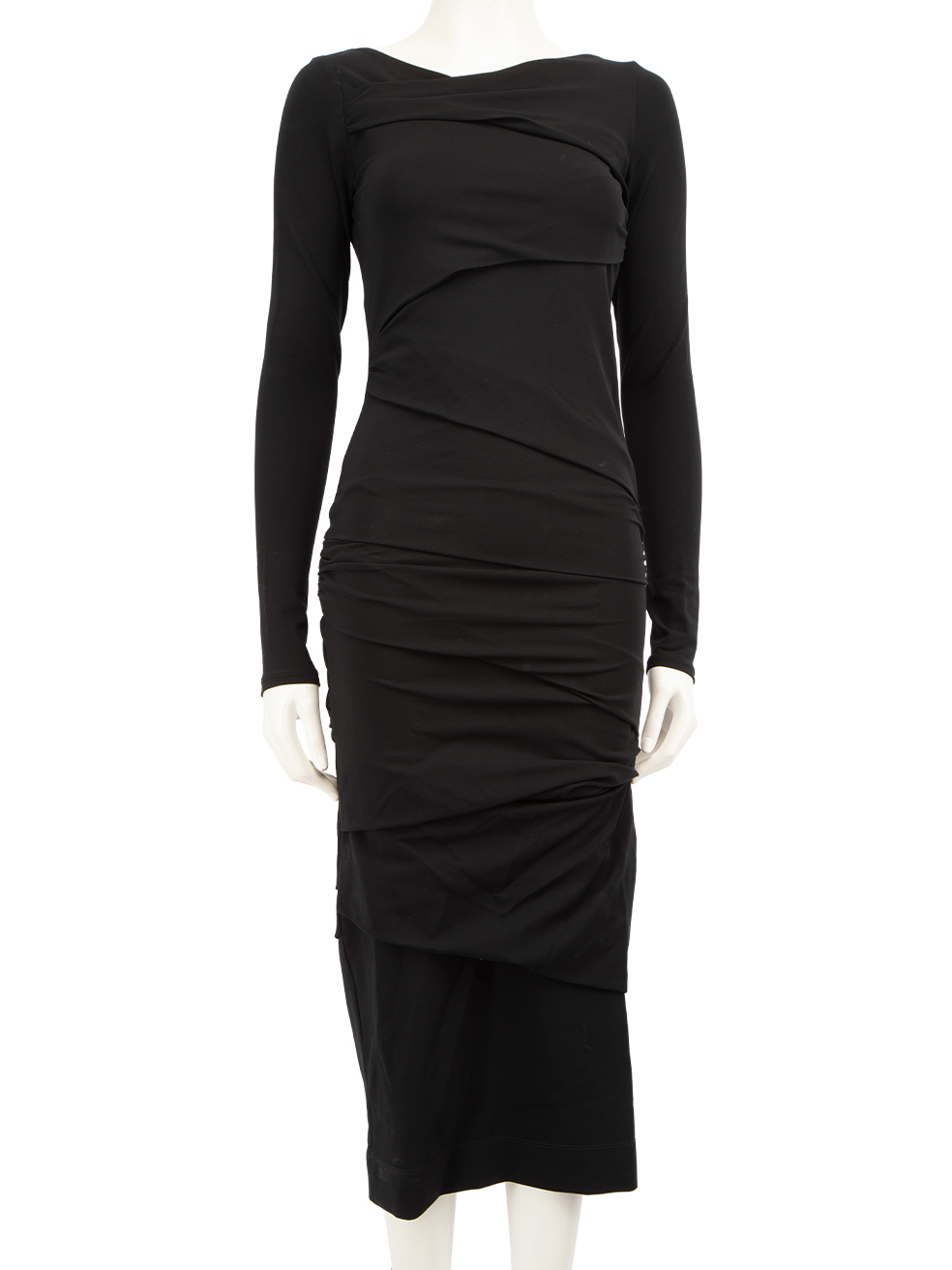 Raey Pre-Owned Black Ruffle Bodycon Open Back Midi Dress