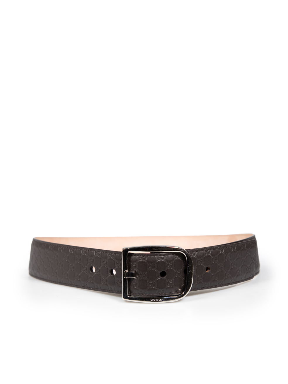 Gucci Pre-Owned Brown Leather Monogram Embossed Belt