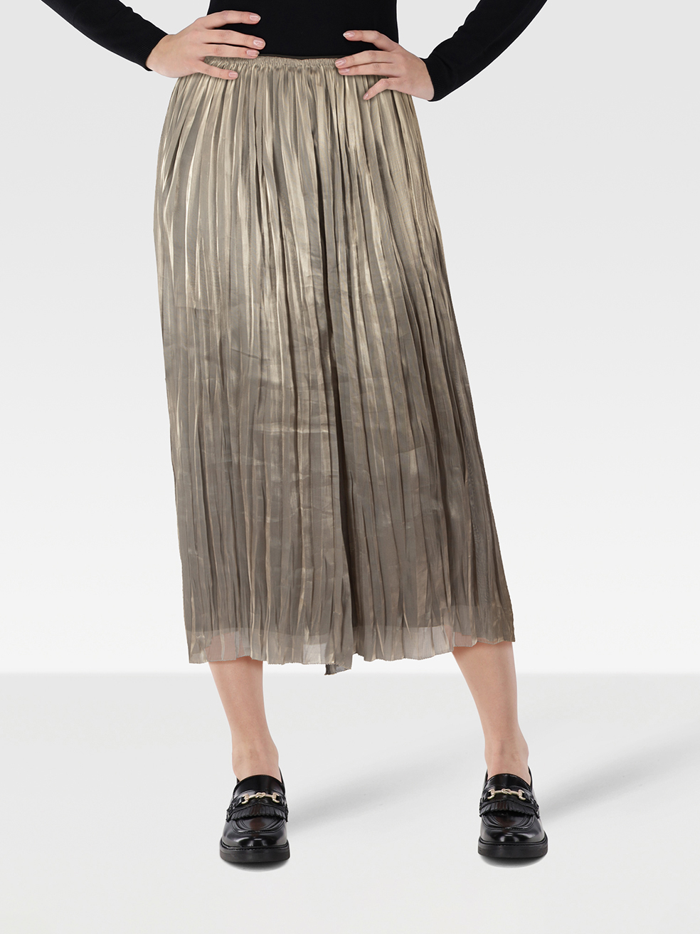 Vince Pre-Owned Metallic Pleated Midi Skirt