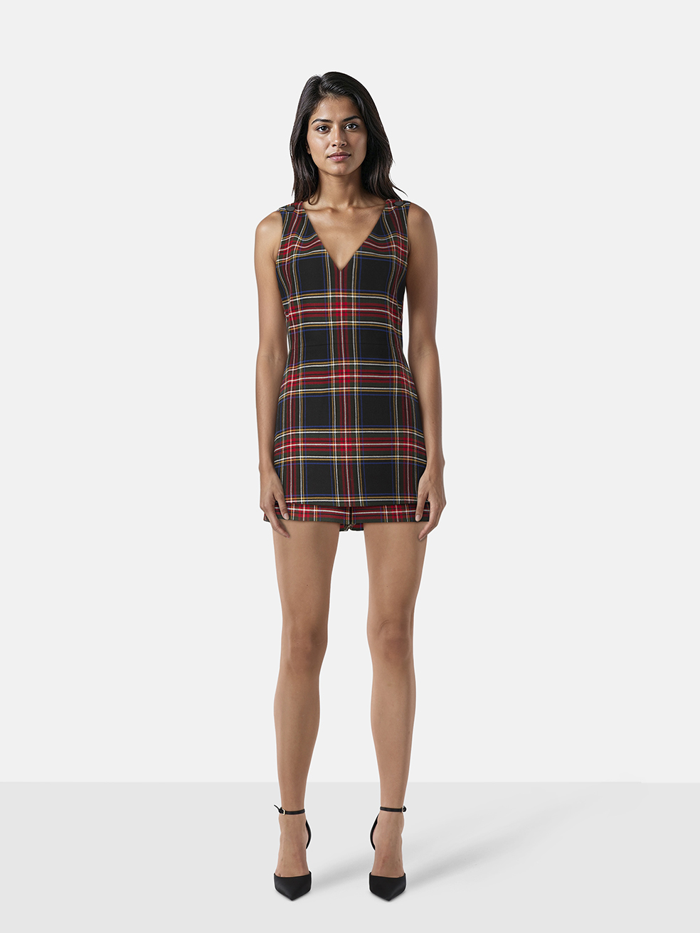 Maje Tartan Sleeveless Iris Playsuit