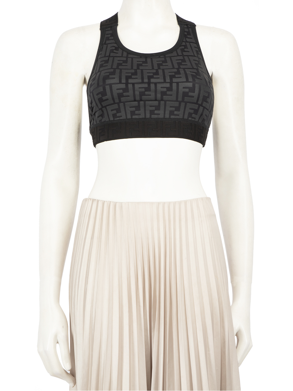 Fendi Black Zucca Print Sports Bra