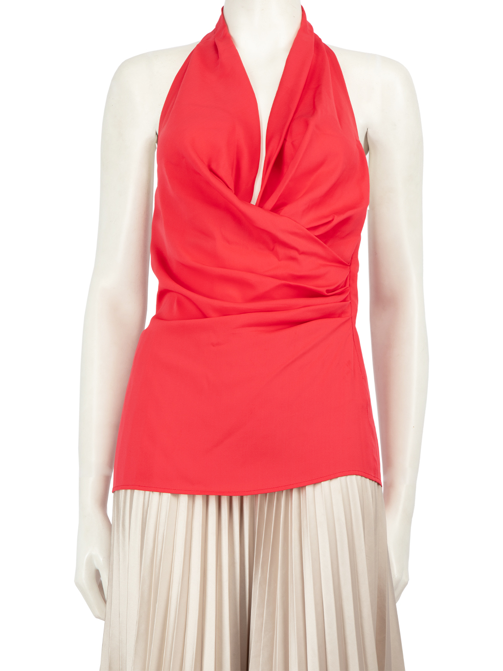 Moschino Pre-Owned Red Silk Open Back Halterneck Top