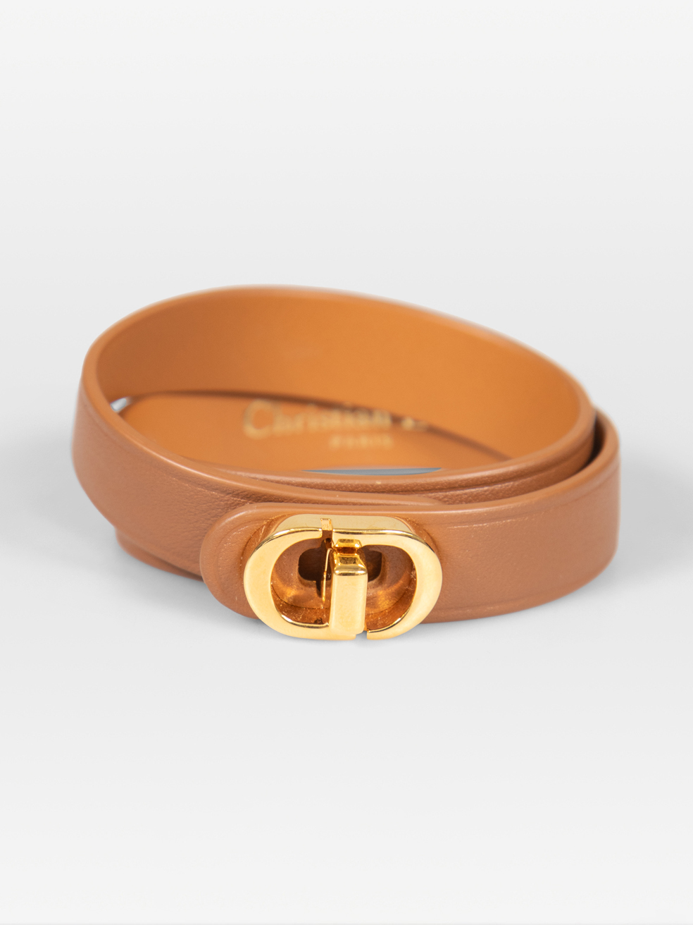 Dior Pre-Owned Brown Leather CD Bracelet