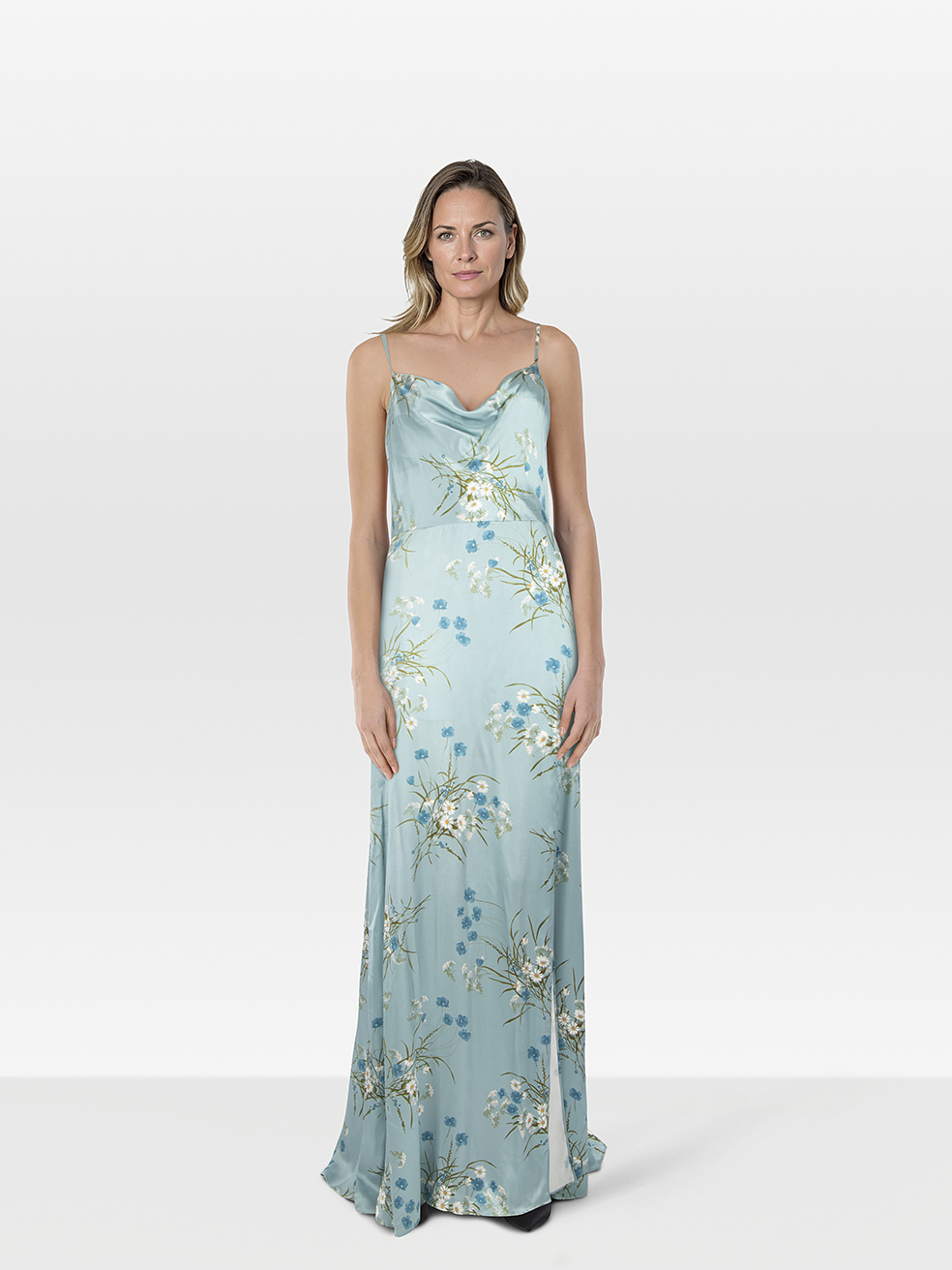 Reformation Blue Silk Daisy Print Dress