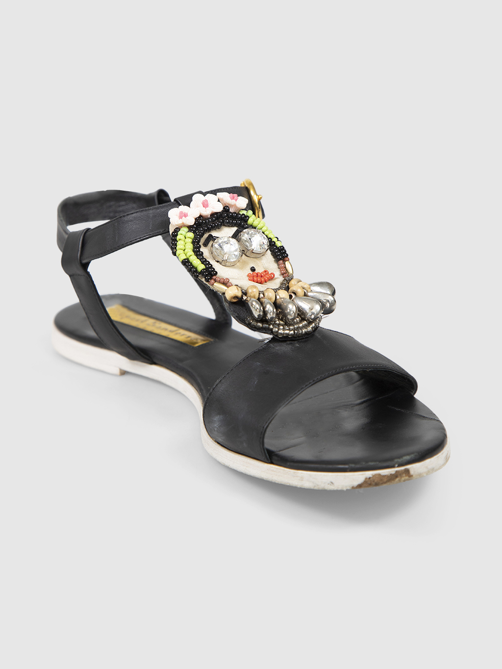 Rupert Sanderson Black Leather Cara Sandals