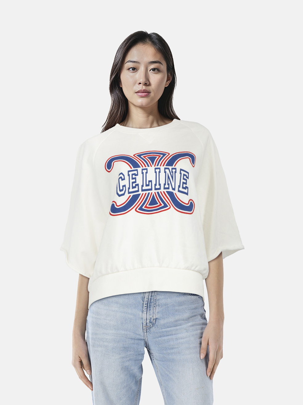 C�line White Triomphe Print Sweatshirt