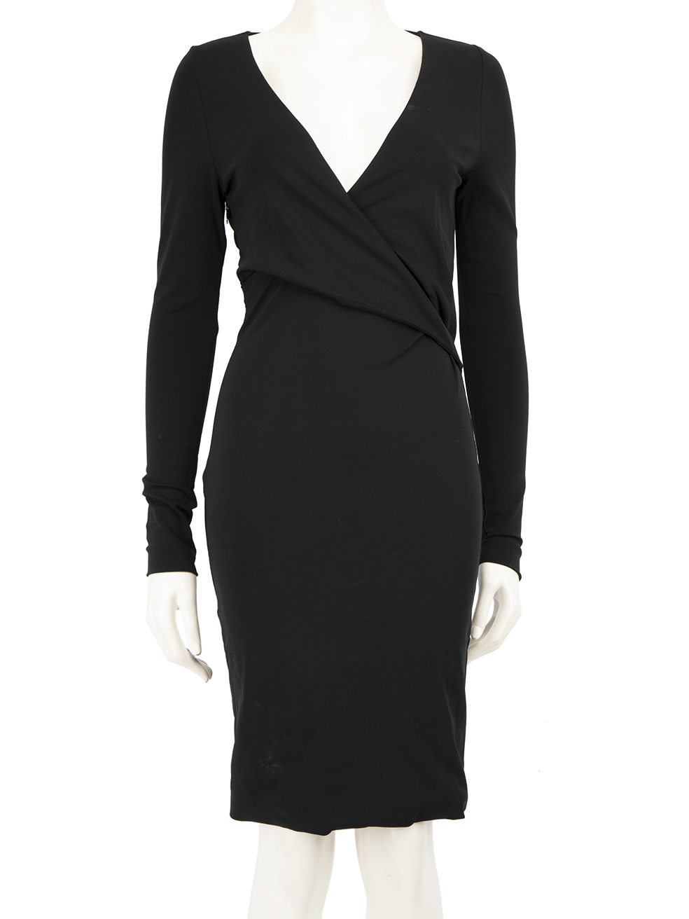 Gucci Pre-Owned Black V Neck Long Sleeve Midi Dress