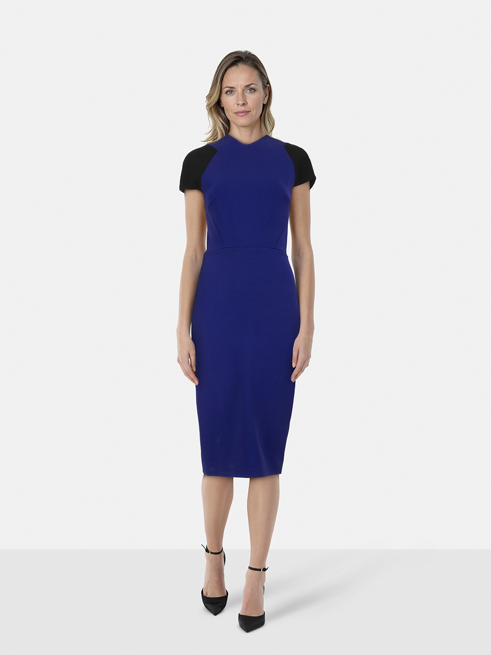 Victoria Beckham Blue Bodycon V-Neck Dress