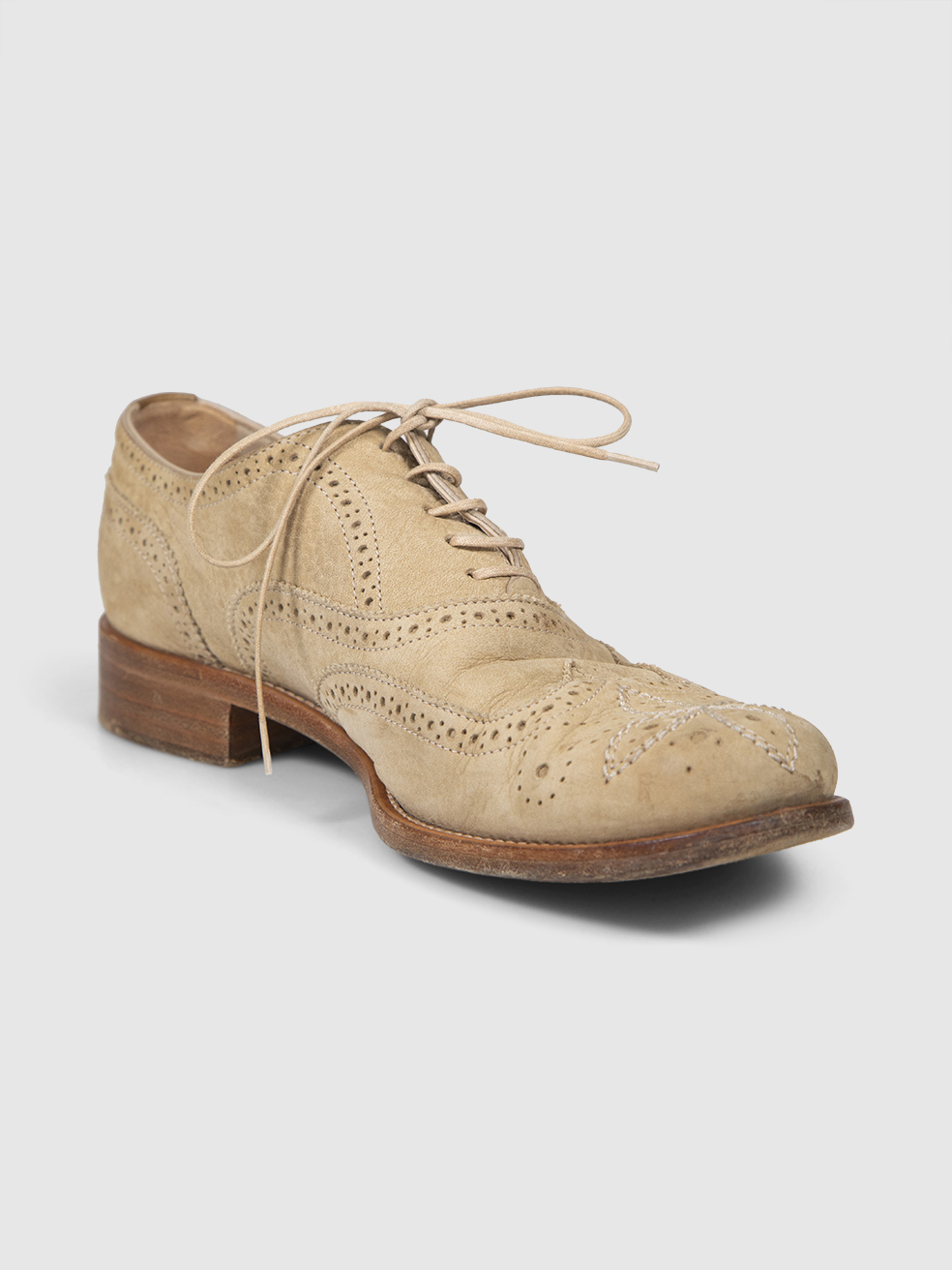 Louis Vuitton Beige Suede Leather Brogues
