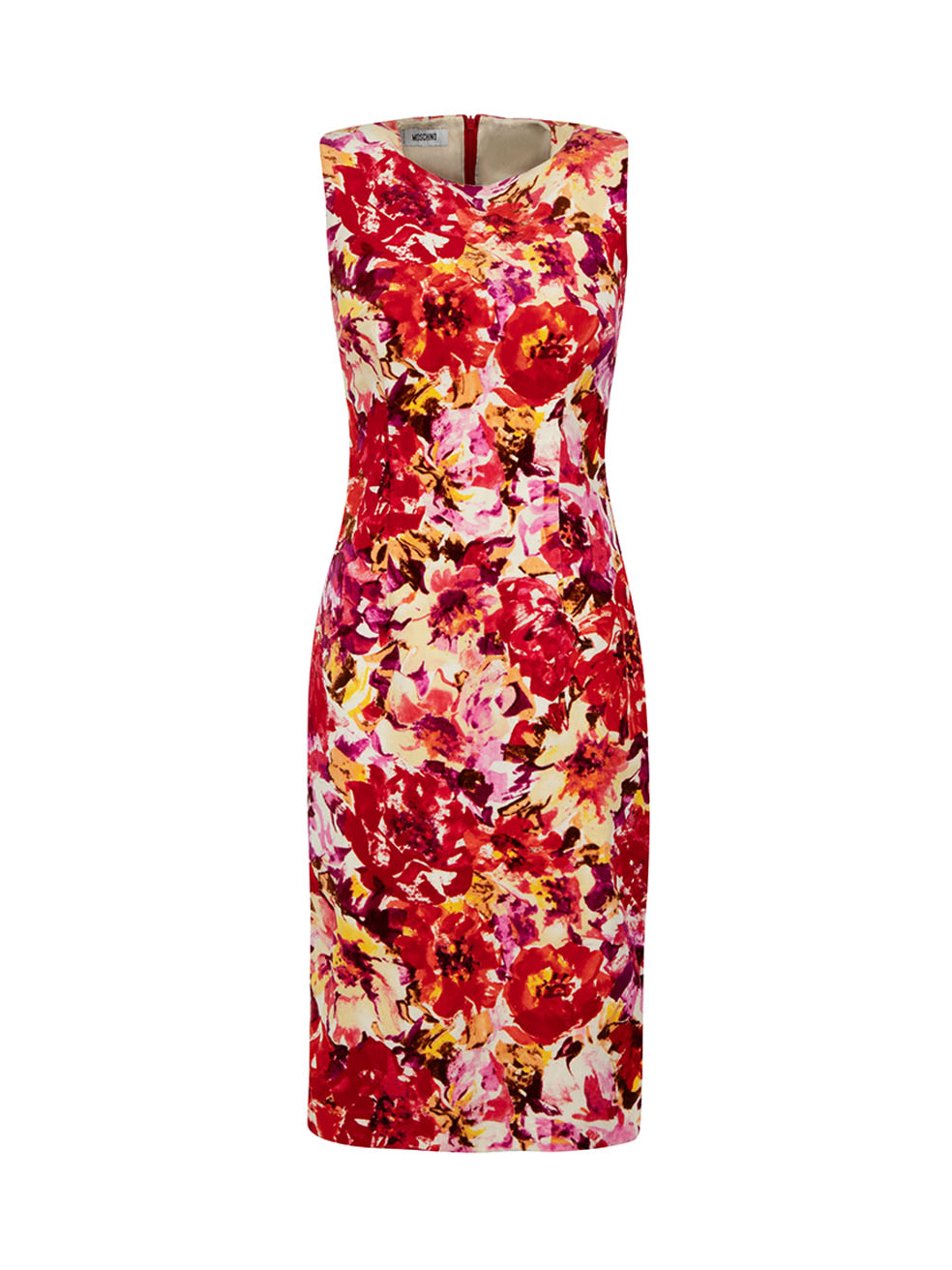 Moschino Pre-Owned Red Velvet Floral Sleeveless Midi Dress