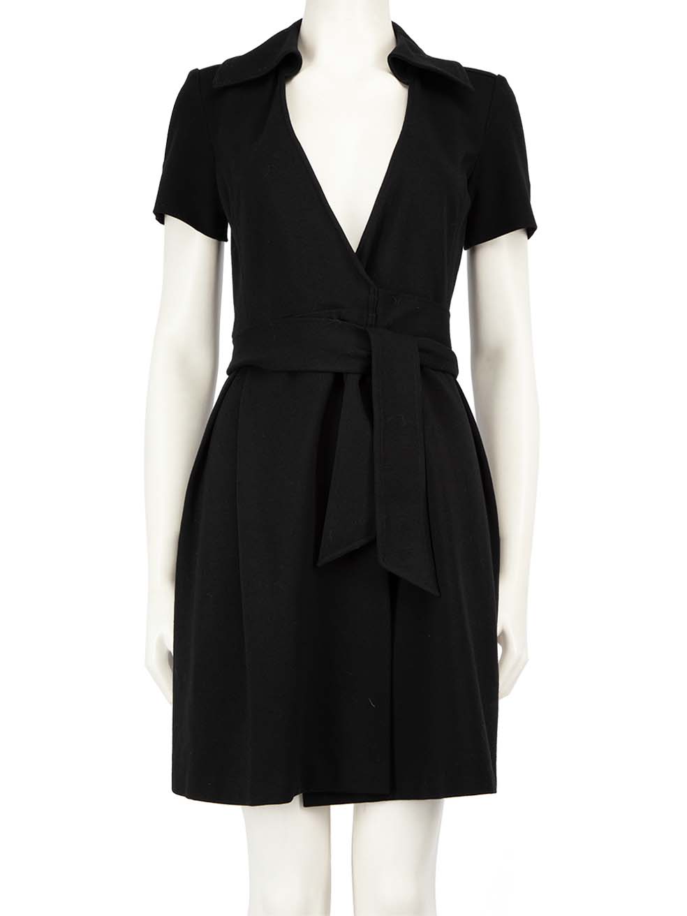 Diane Von Furstenberg Pre-Owned Black Collar Belted Wrap Dress