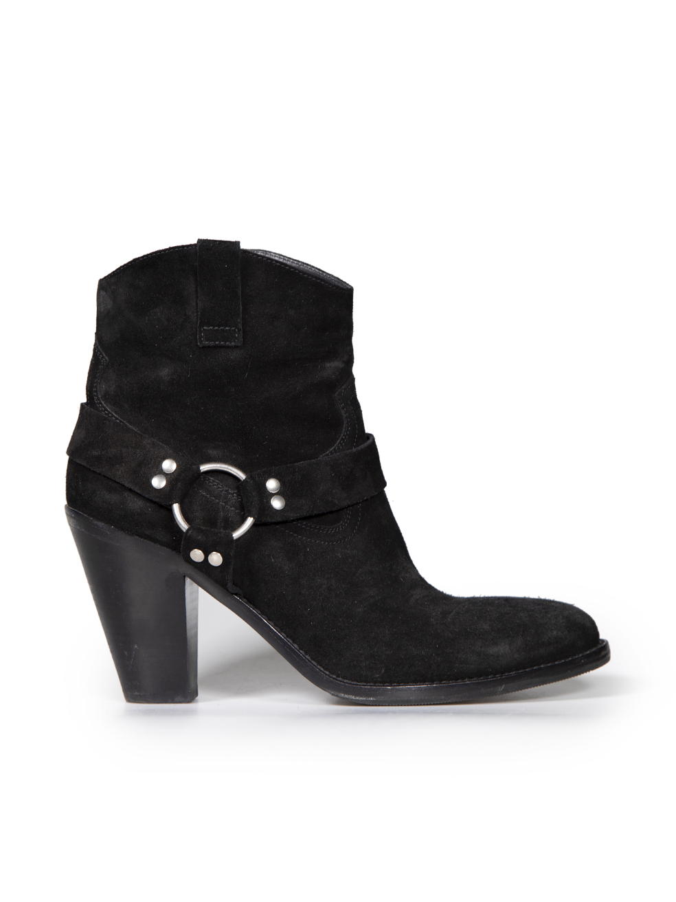 Saint Laurent Pre-Owned Black Suede Buckle Detail Boots