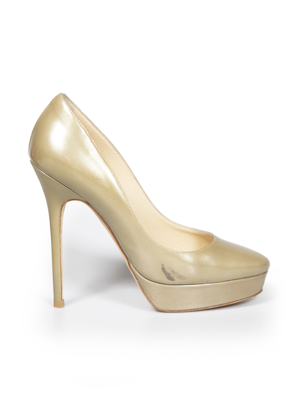 Jimmy Choo Pre-Owned Gold Patent Leather High Platform Pumps