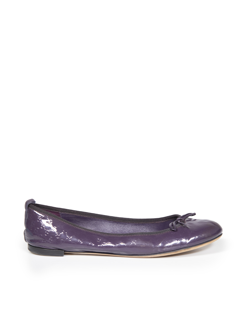Gucci Pre-Owned Purple Patent Micro GG Monogram Ballet Flats