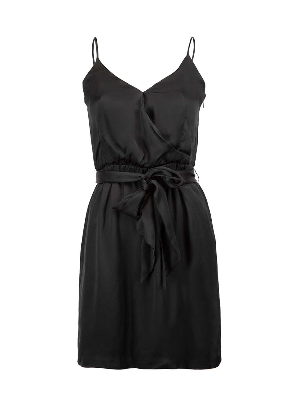 Halston Heritage Pre-Owned Black Silk Belted Mini Slip Dress