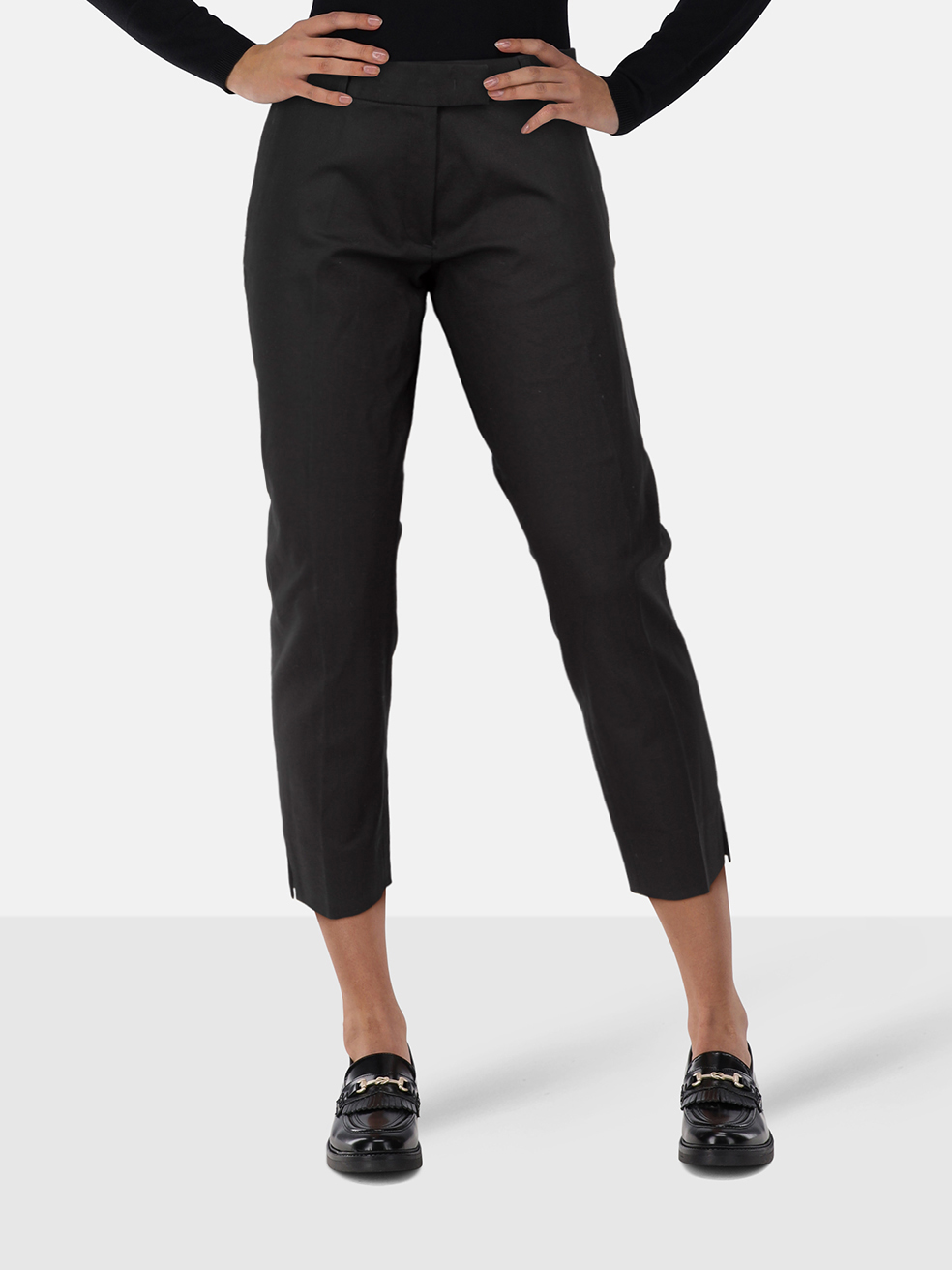 Joseph Women's Black Tapered Mid Rise Trousers