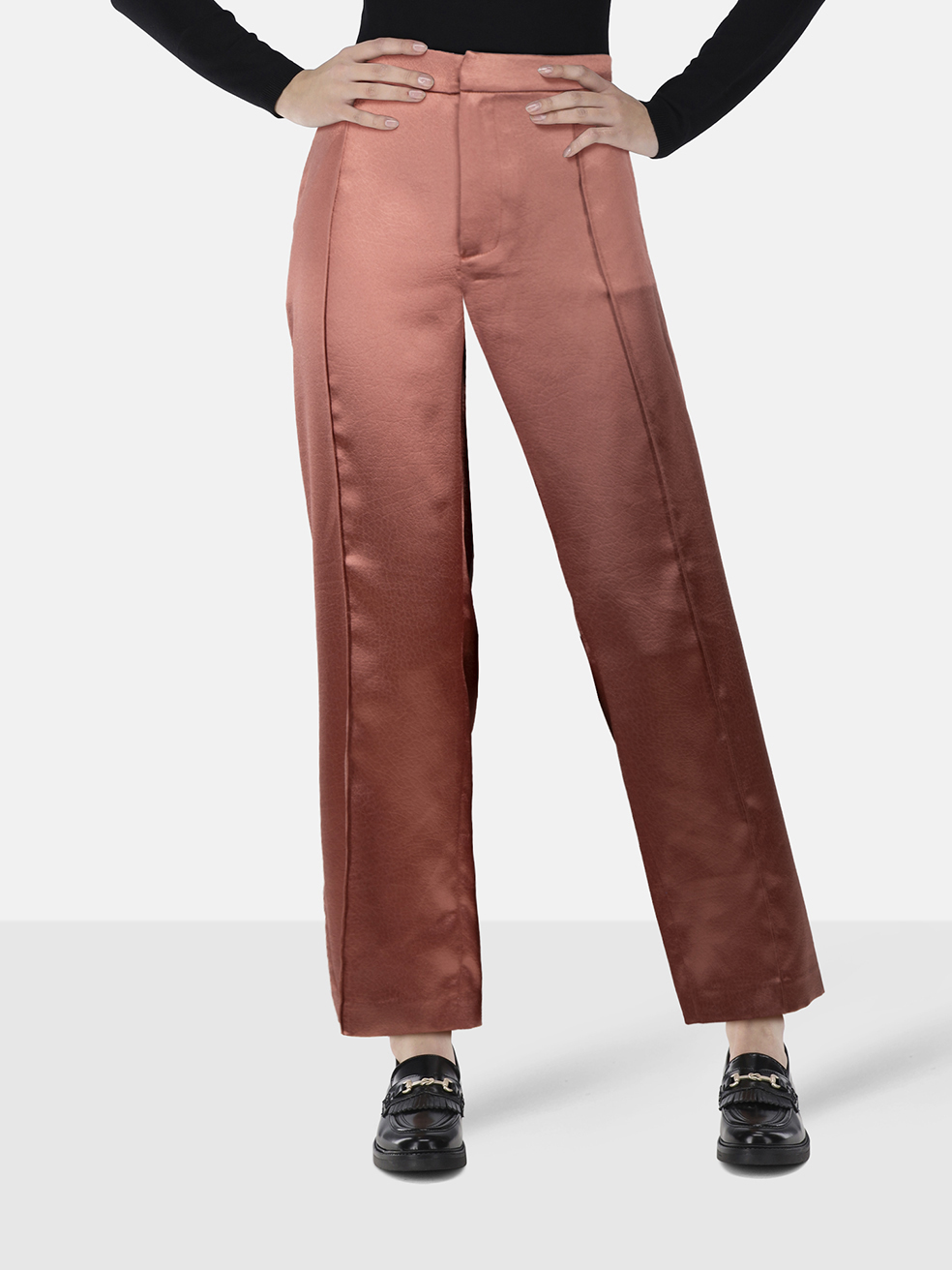 Cinq � Sept Copper Satin Straight Trousers