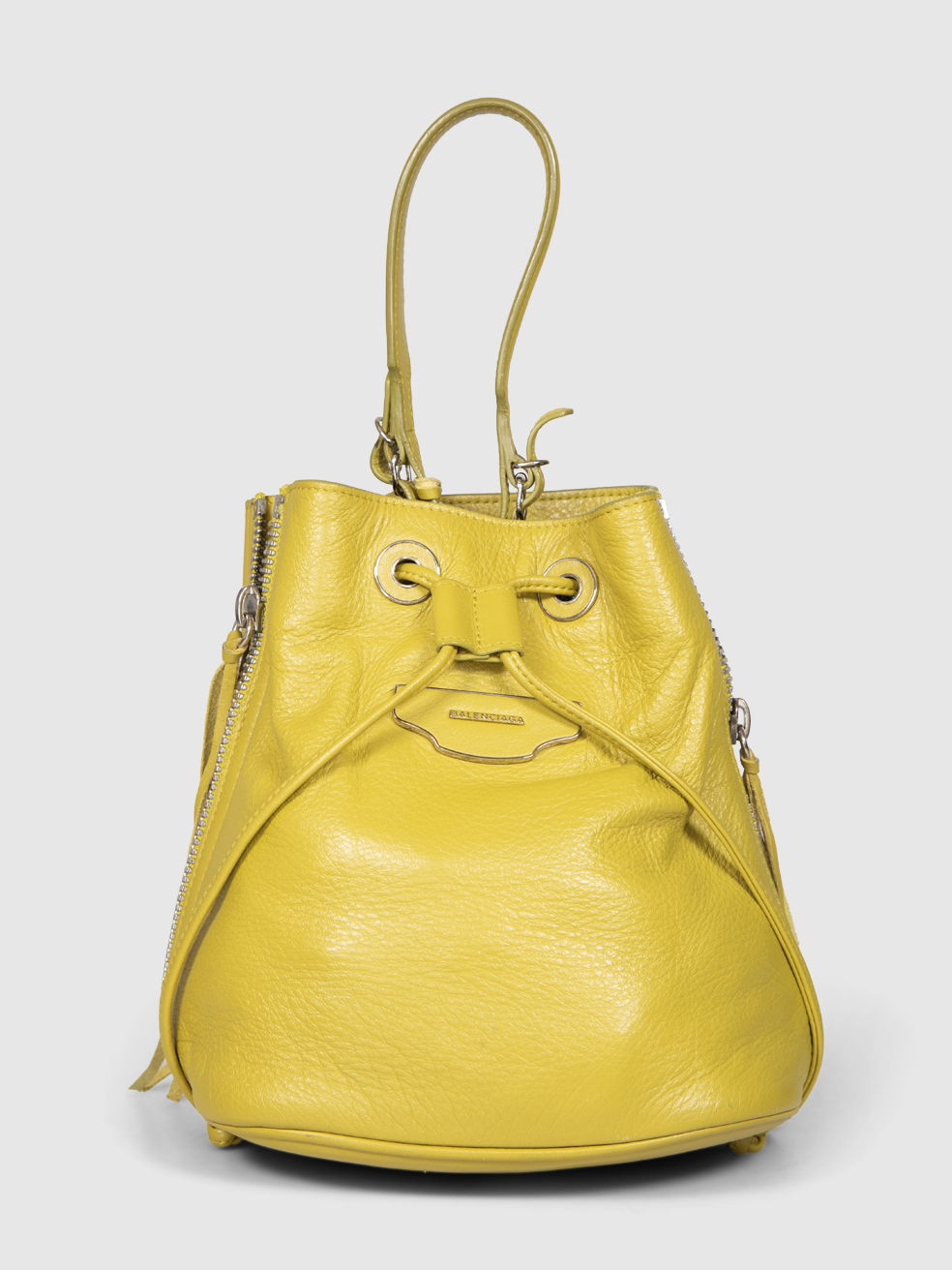 Balenciaga Green Leather Papier Bucket Bag