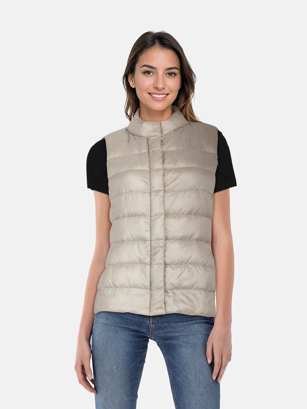 Herno Ecru Quilted Goose Down Gilet Herno Ecru Quilted Goose Down Gilet