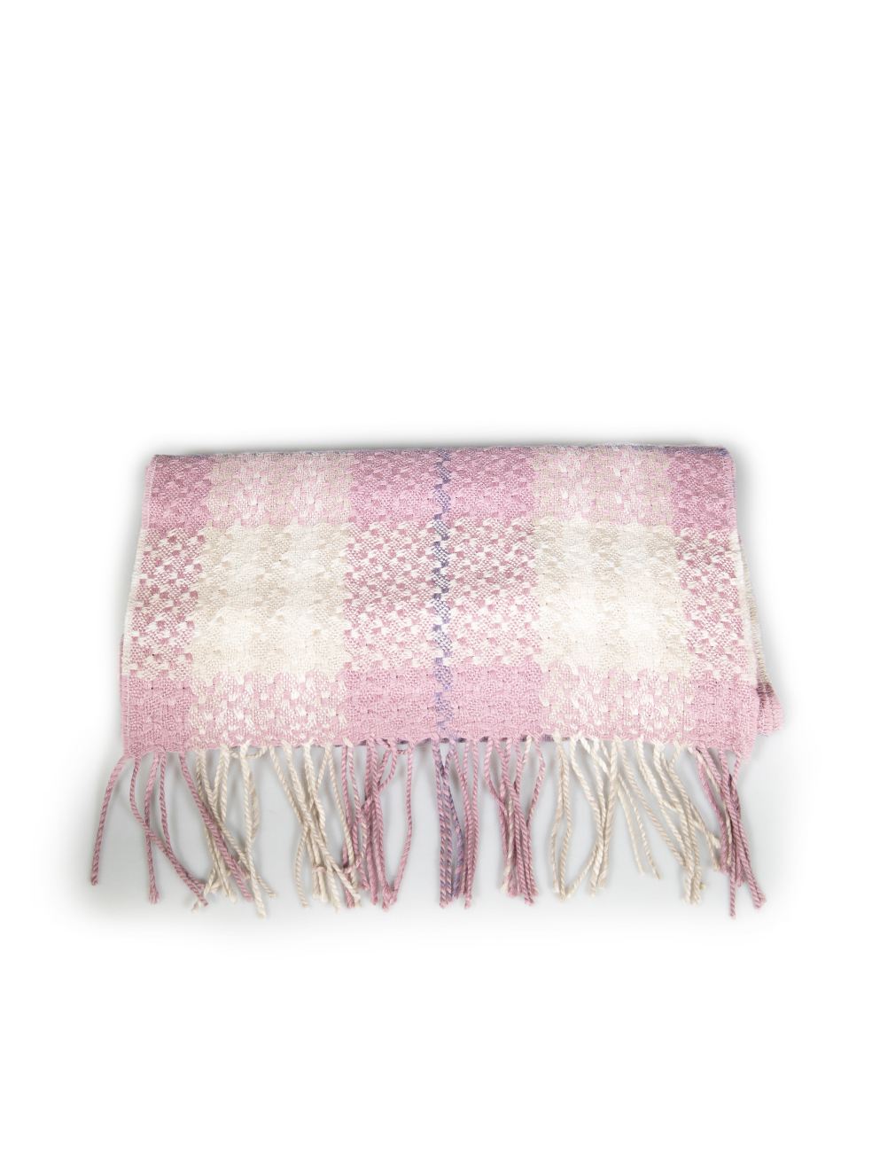 Burberry Pre-Owned Pink Alpaca Tartan Pattern Scarf