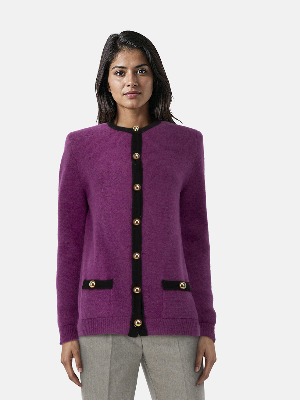 Alessandra Rich Purple Alpaca Wool Cardigan