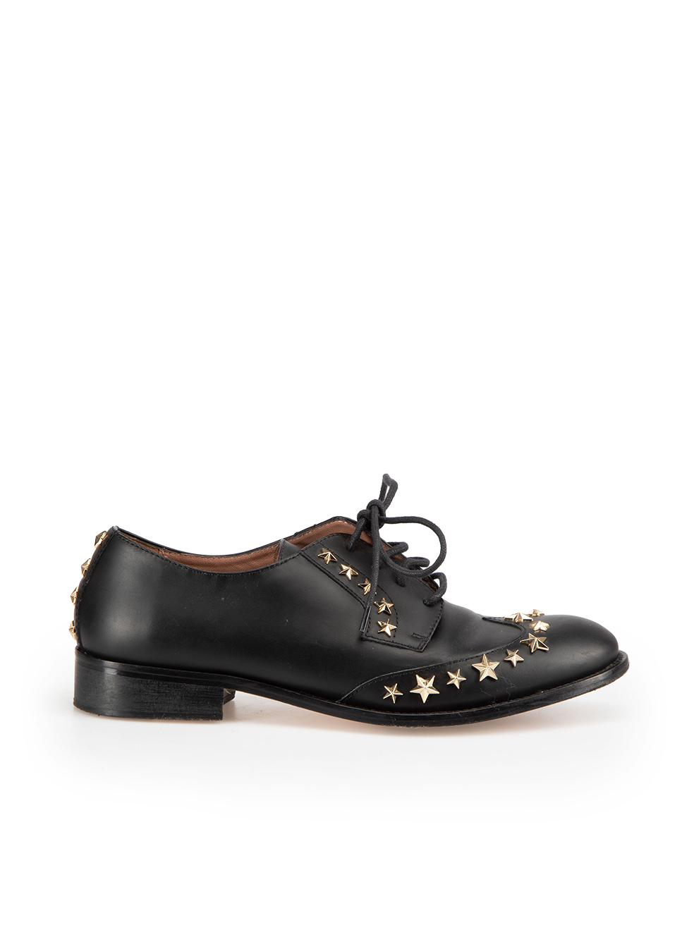 Valentino Garavani Pre-Owned Black Leather Star Studded Oxfords