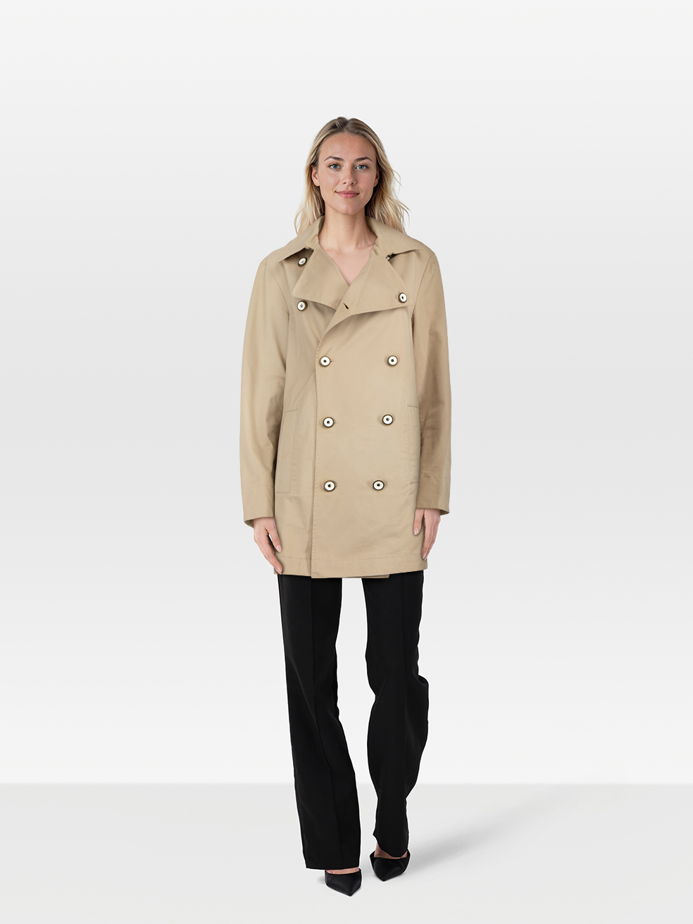Emporio Armani Pre-Owned Beige Button Up Trench Coat