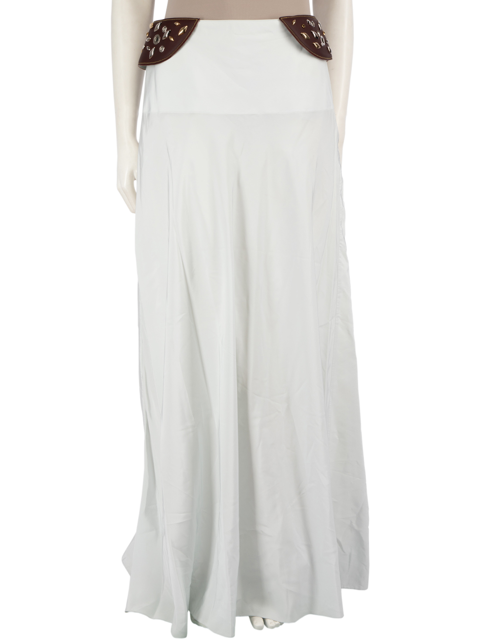 Louis Vuitton Pre-Owned Grey Studded Leather Maxi Skirt