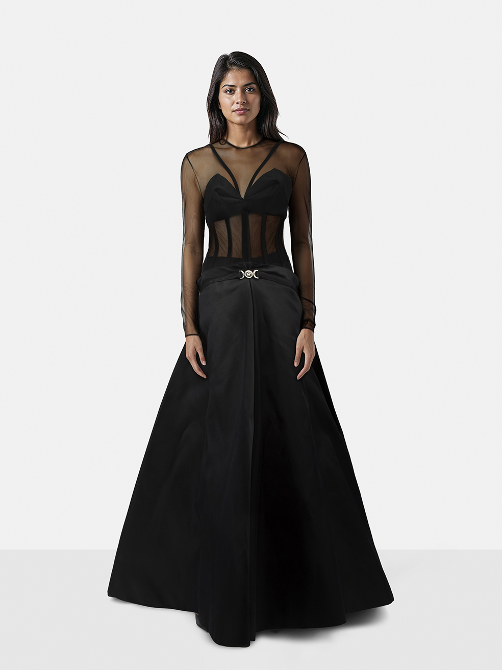 Versace F/W2023 Black Medusa ?95 Duchess Gown