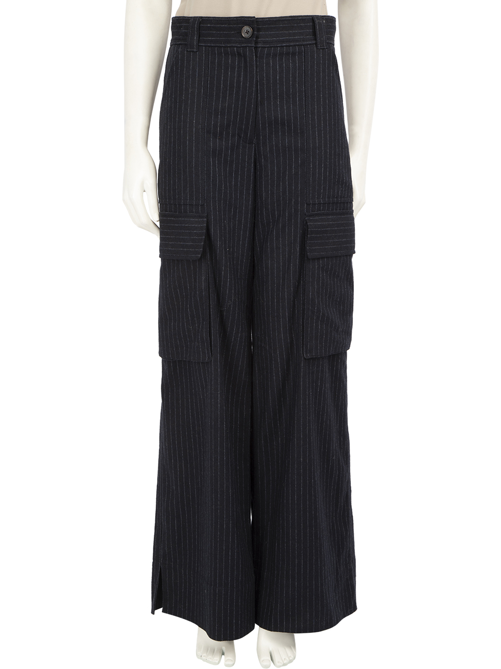 ME+EM Pre-Owned Navy Wide Leg Pinstripe Trousers
