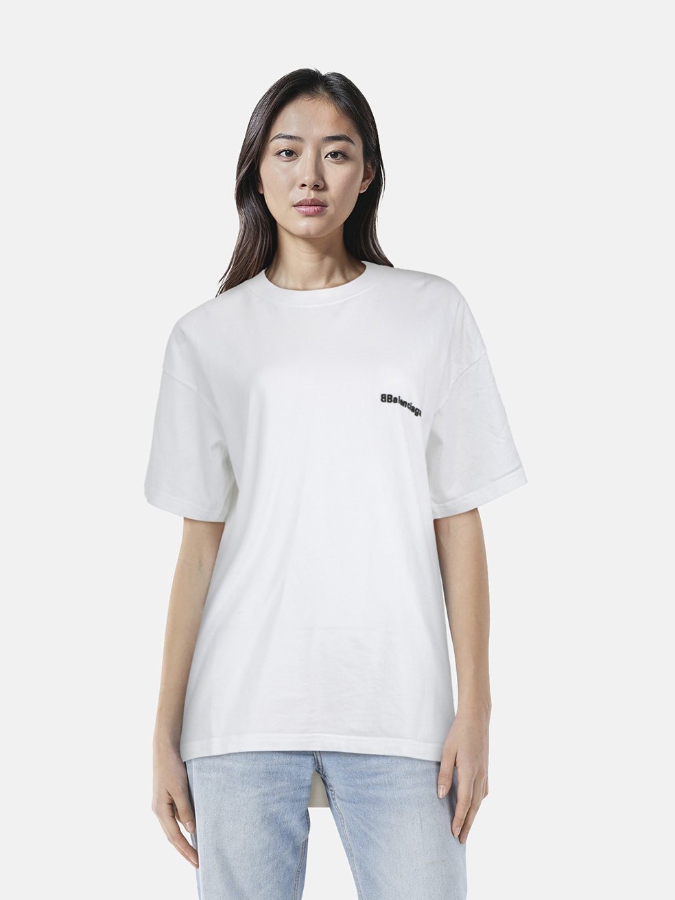 Balenciaga White Embroidered Logo T-Shirt