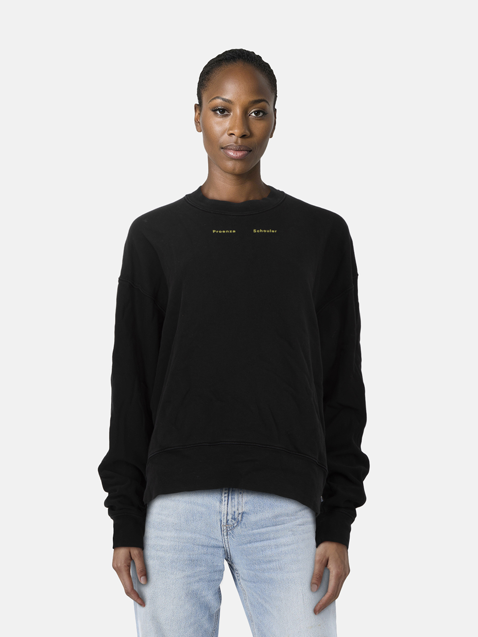 Proenza Schouler Black Logo Print Crewneck Sweatshirt