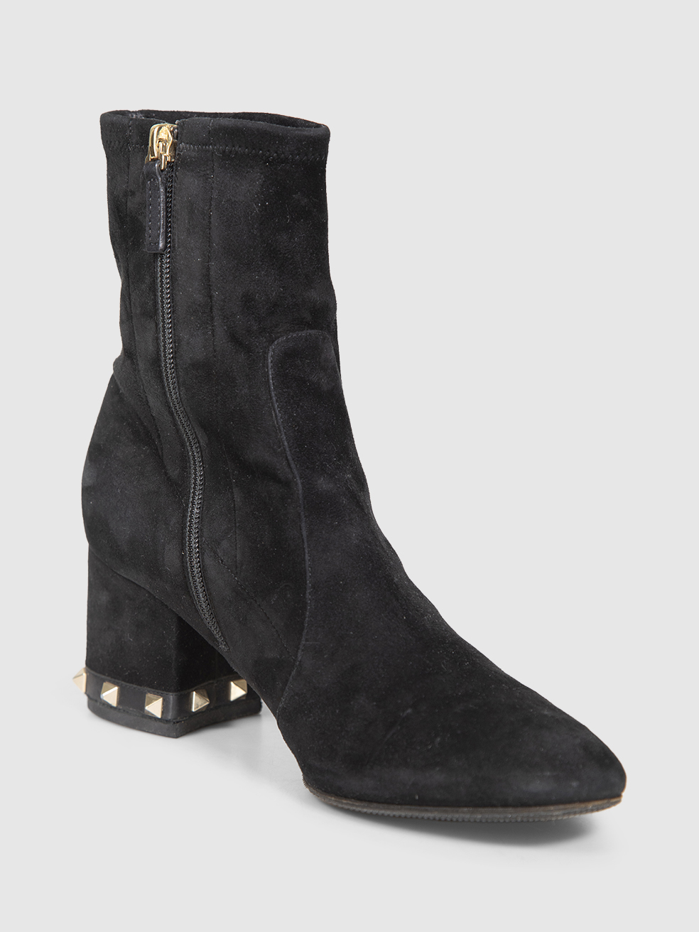 Valentino Garavani Women's Black Suede Rockstud Heel Boots