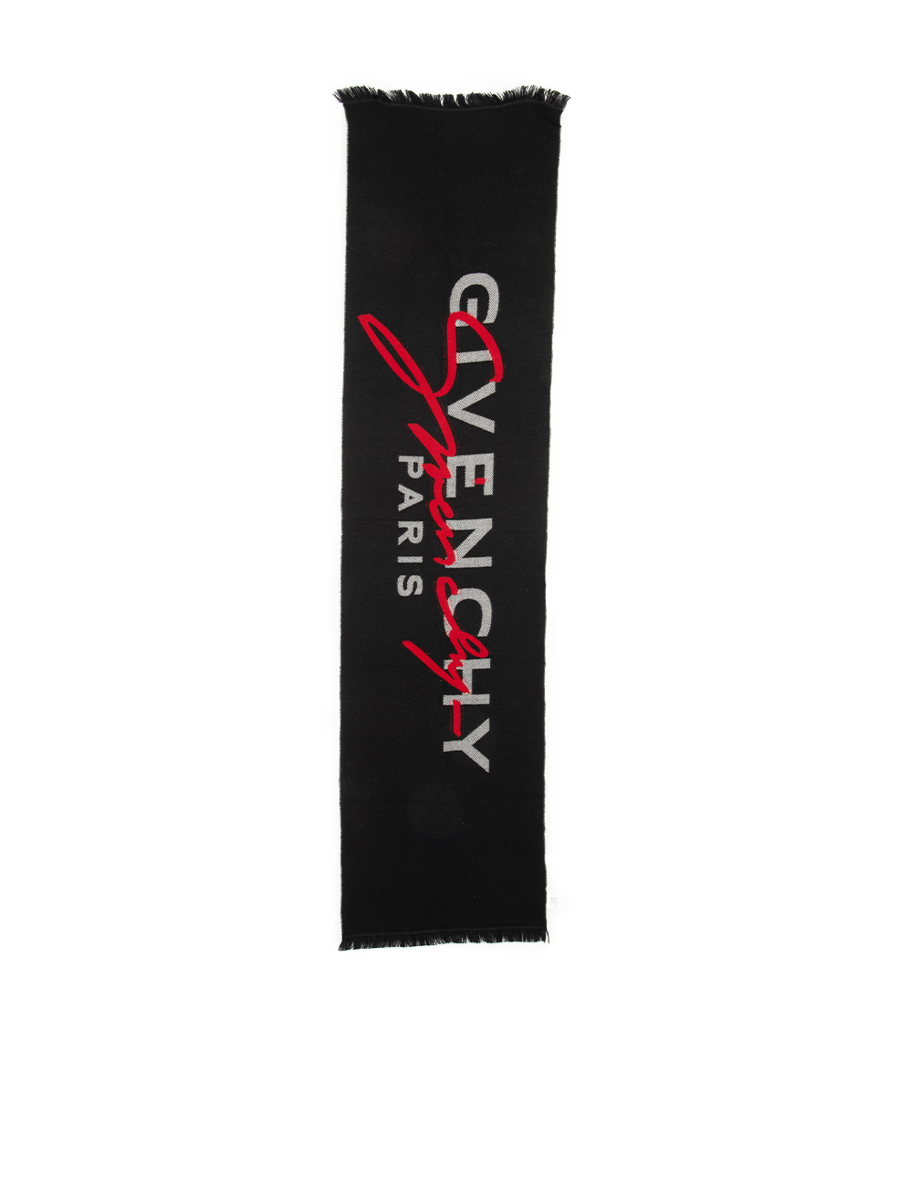 Givenchy Pre-Owned Black Wool Logo Scarf
