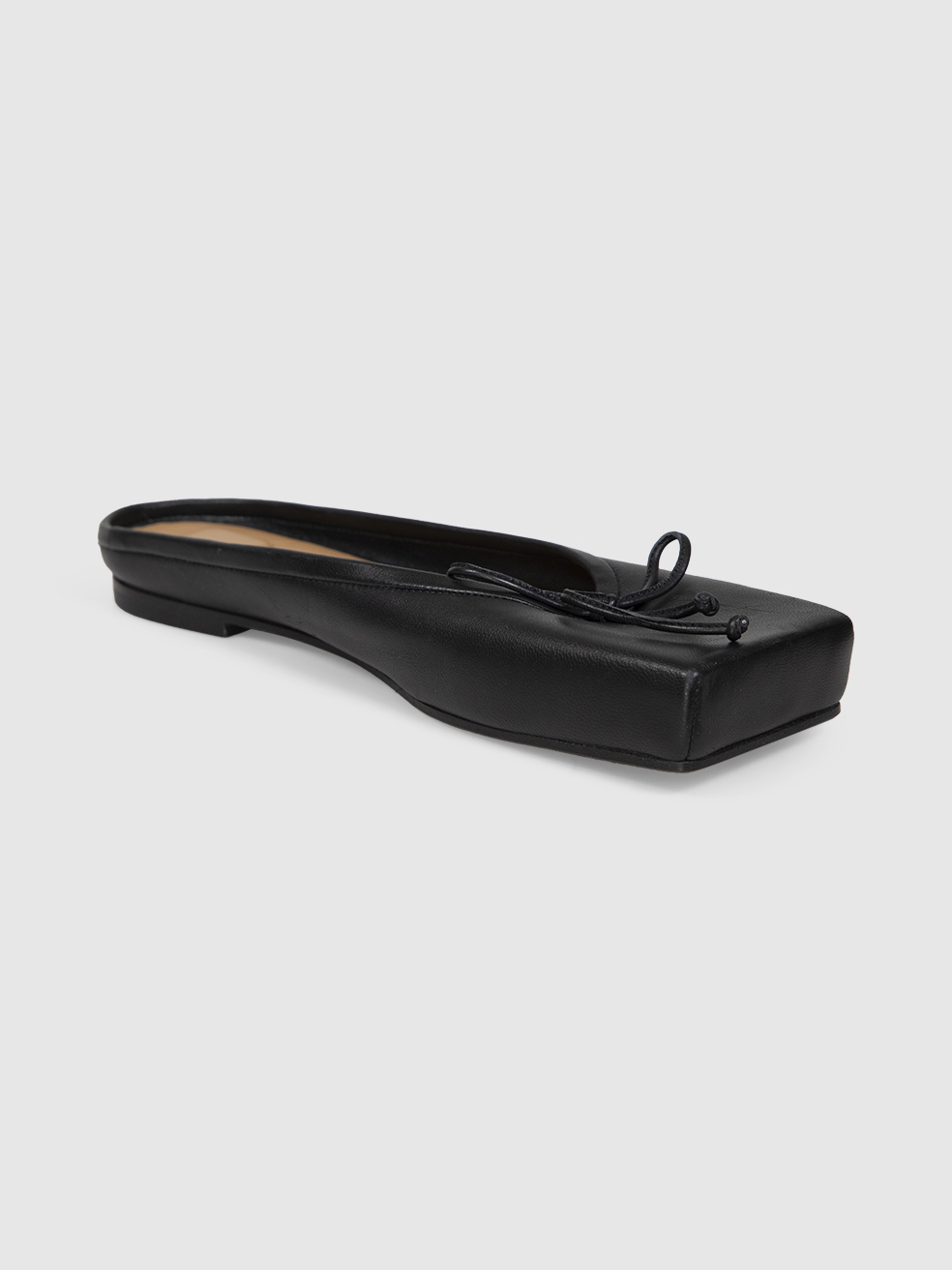 Jacquemus Black Leather Les Ballets Square Toe Mules